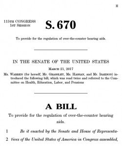 Senate Passes the Over-the-Counter Hearing Aid Act of 2017 Bringing Affordable and Accessible Hearing Health Care Closer to Reality