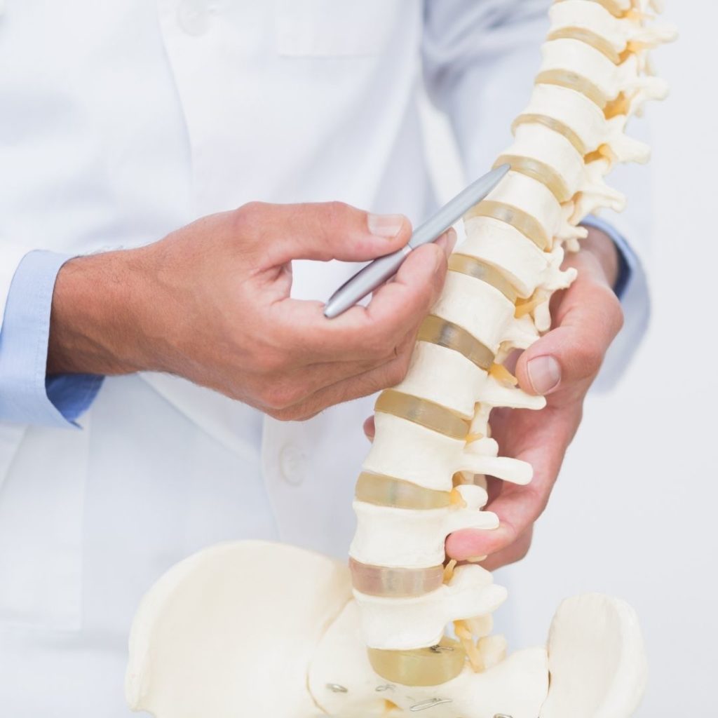Minimally Invasive Spine: doctor pointing to spine